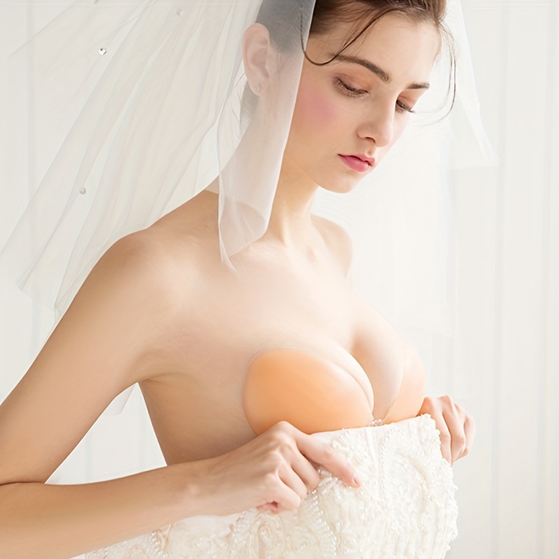 Push Up Bra Silicone - 女性用シリコンバストパッチ シリコン製見えないブラ セクシーな厚みのあるプッシュアップバストパッチブラ ストラップレス下着 シリコンブラ