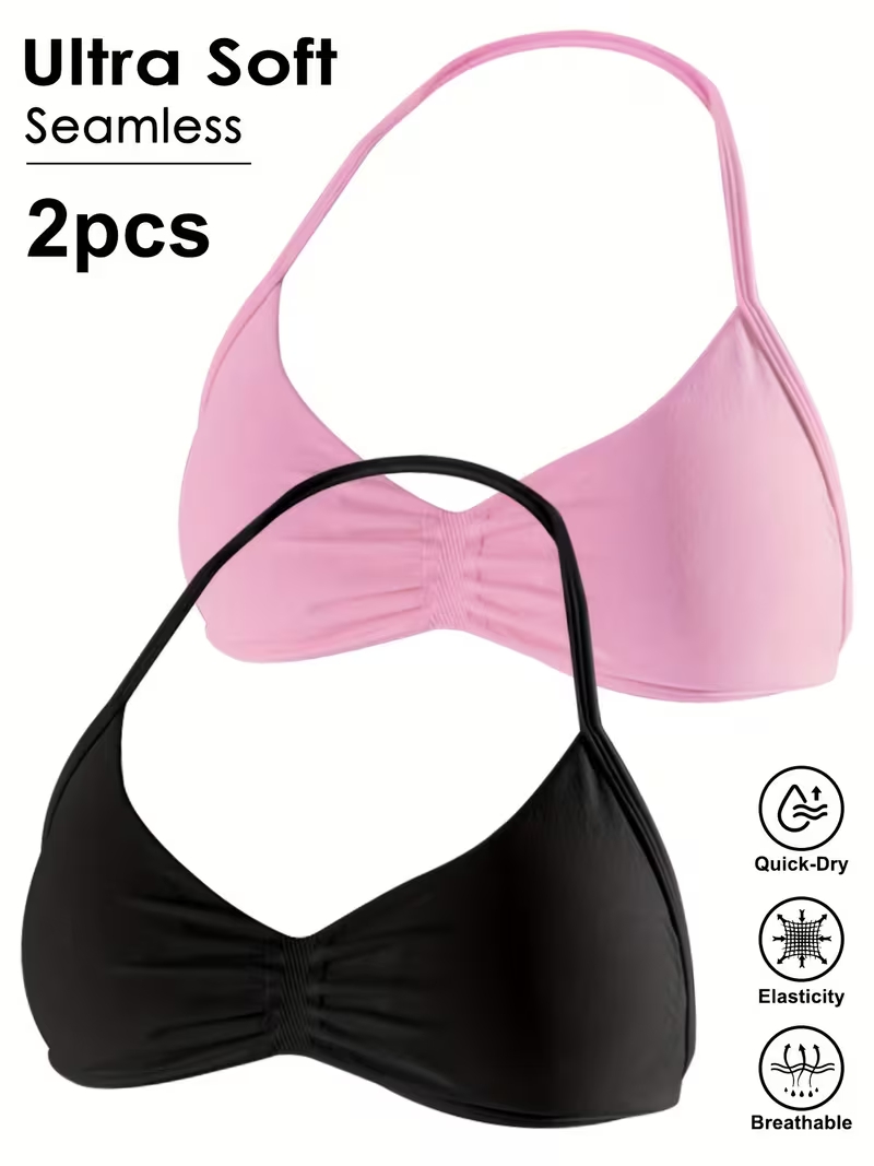 Underwire Bra Padded - 2枚組 シームレス セクシー オープンバック ジム ヨガ