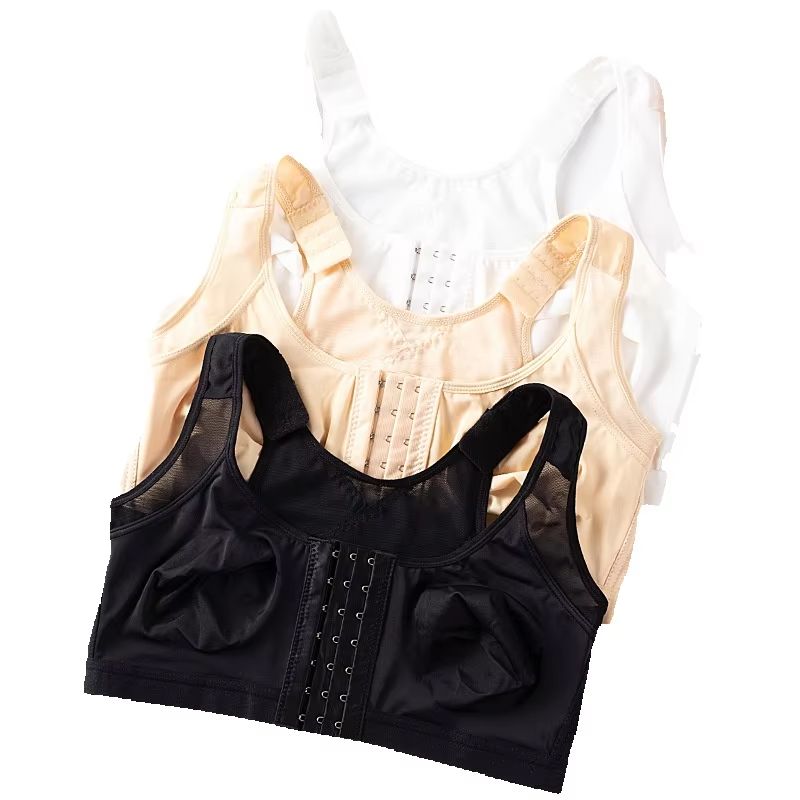 Mastectomy Bra Pocket - 女性用術後手術用フロントオープンワイヤーなしフルサポート回復ブラ、ノンパッド豊胸術後ブラ