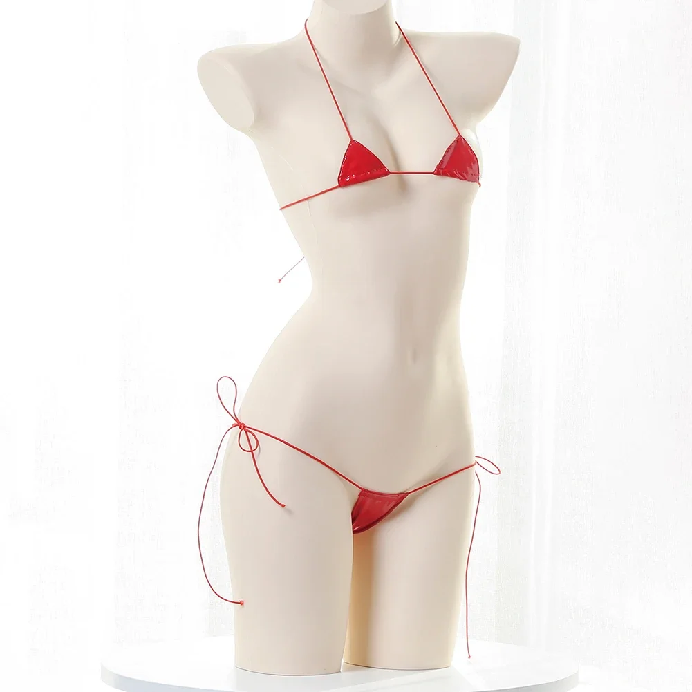 Lace Bralette Set - 女性のためのセクシーな革のランジェリーセット,ビキニブラ,ひも,ウェットルック,通気性のあるホルターネック,レースアップ,タイトフィットのユニフォーム,新しいコレクション