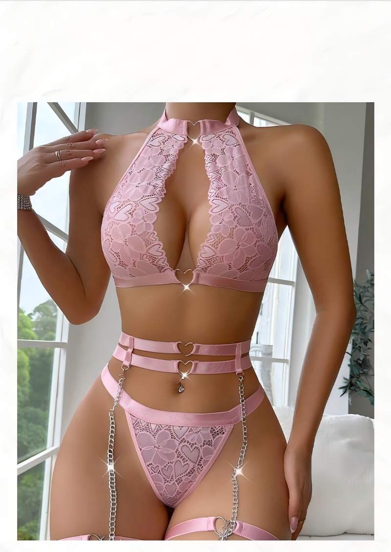 セクシーなランジェリーセット、プッシュアップレースガーターラ - Underwire Bra Padded のレビューと価格