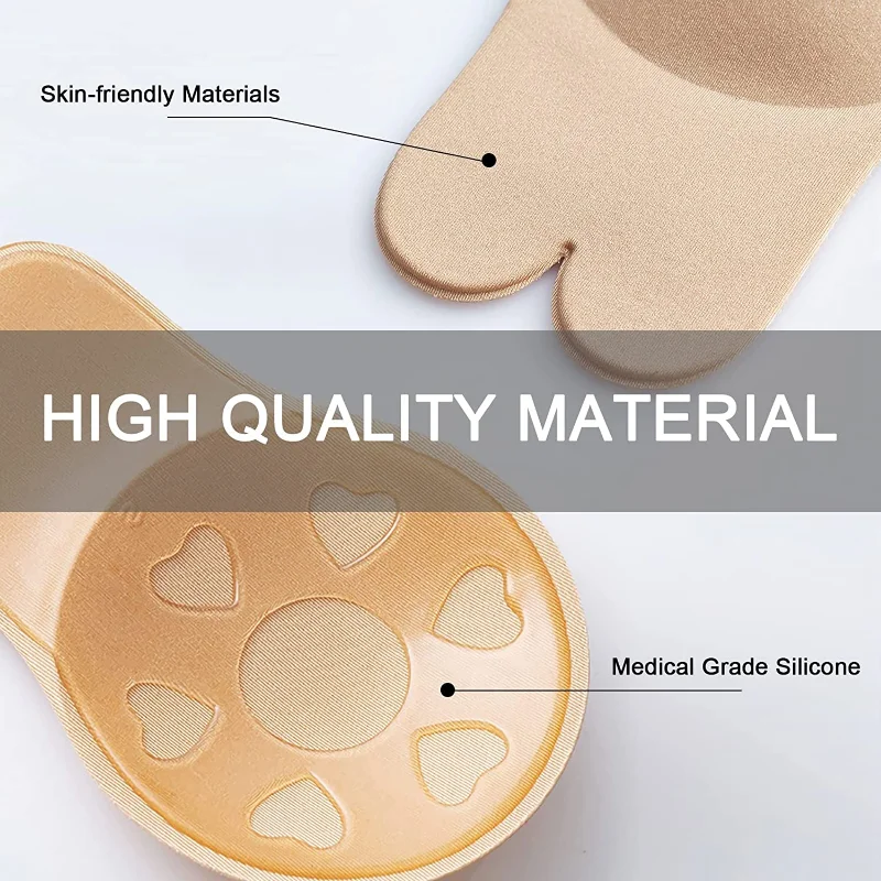 女性プッシュアップブラジャー自己粘着シリコーンストラップレス - Strapless Bra Adhesive のレビューと価格