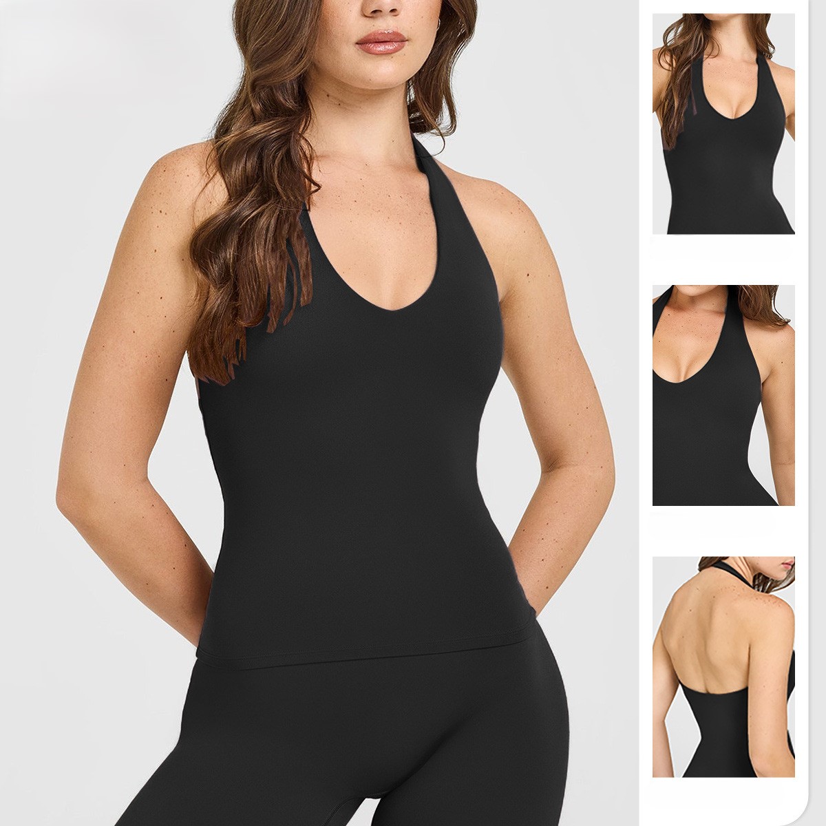 裸のような着心地のホルターネックヨガスポーツブラ、オープンバ - Plunge Bra Push Up のレビューと価格