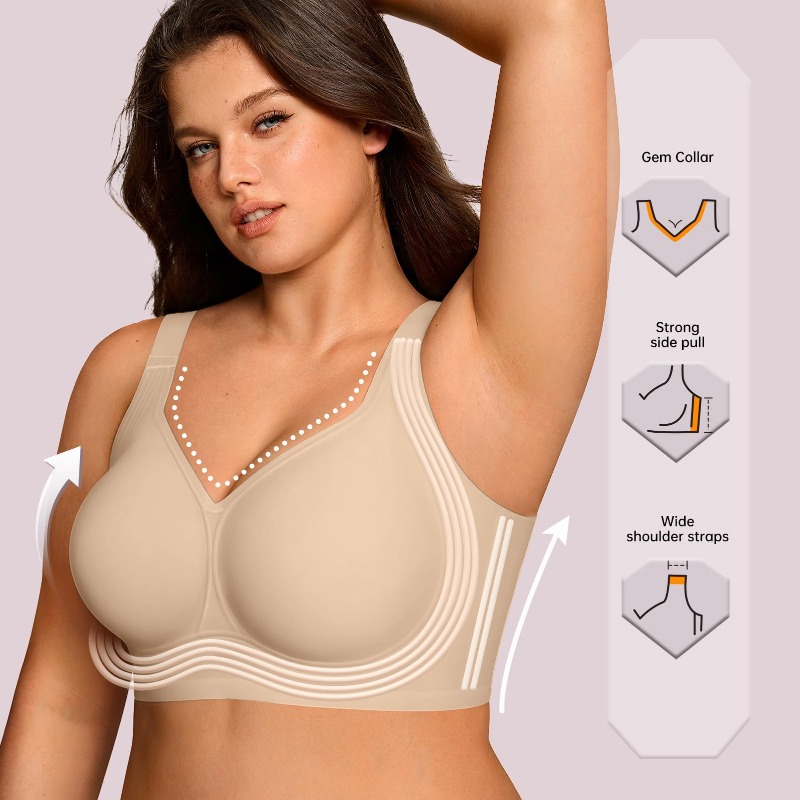 プラスサイズ ワイヤレス ジェリーブラ レディース サポート - Underwire Bra Padded のレビューと価格