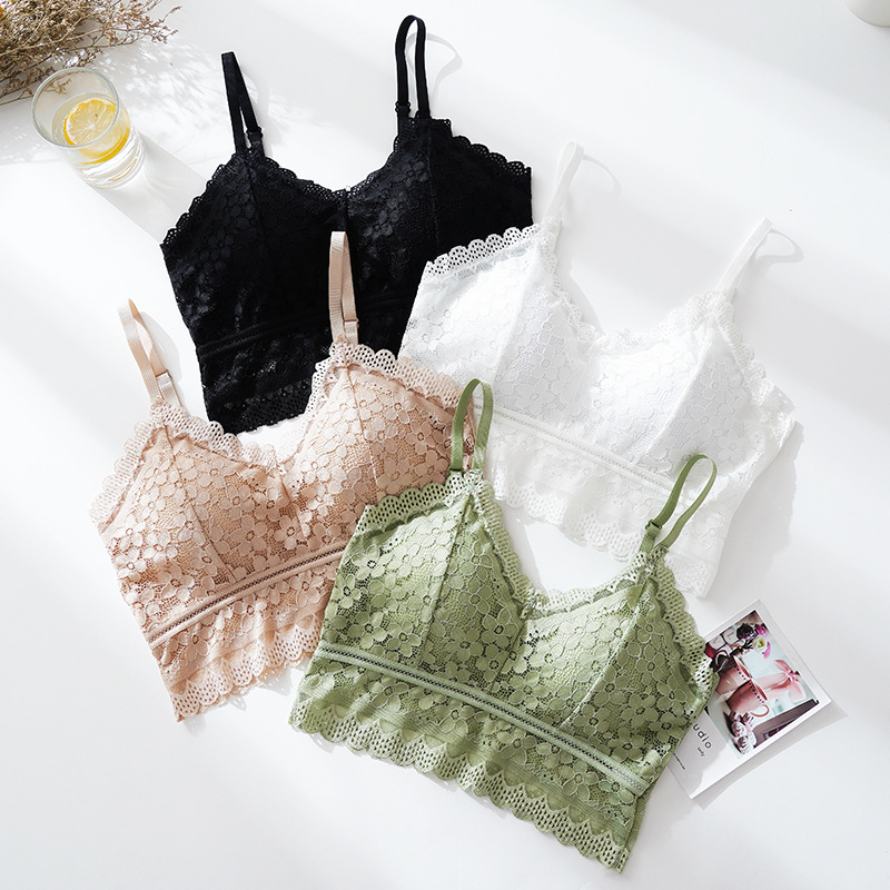 ワンピースシームレスキャミソールベストセクシーレース美しいバ - Lace Bralette Set のレビューと価格