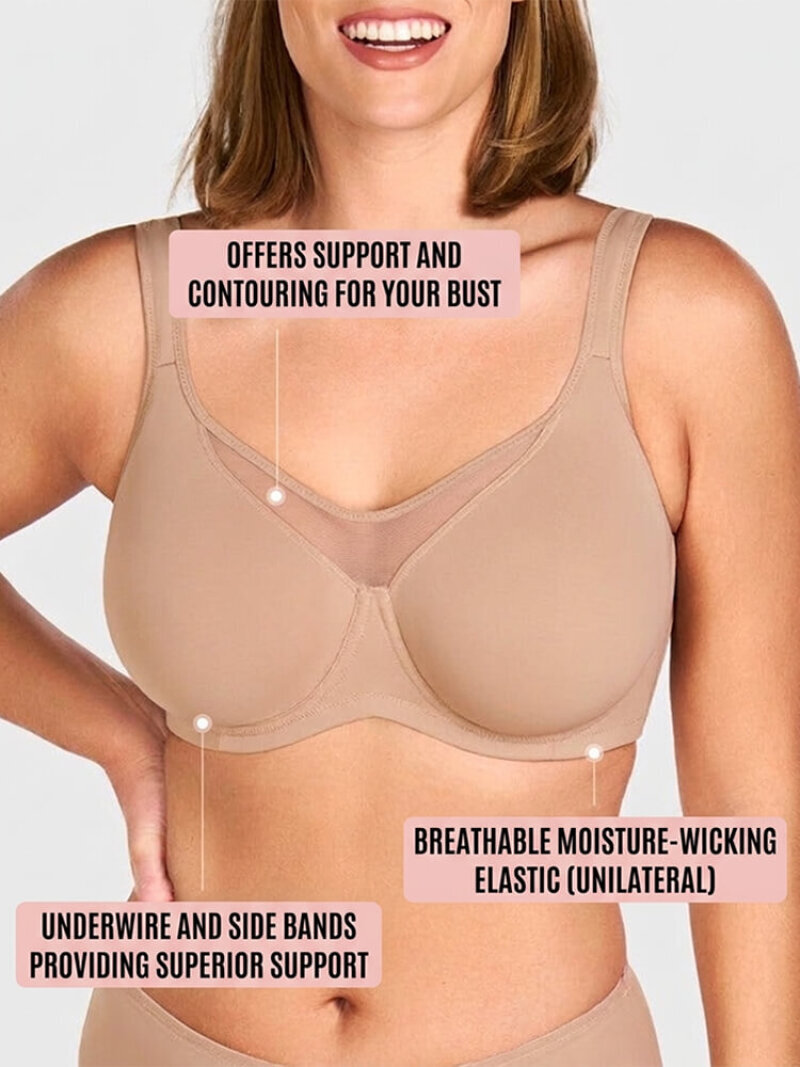 女性用ソフトアンダーワイヤーミニマイザーブラ超薄型メッシュV - Underwire Bra Padded のレビューと価格